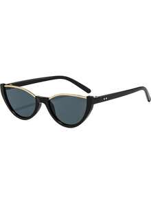 1 pieza Gafas de moda para hombre con montura de media concha de estilo de vanguardia de diseño de nicho, estilo callejero, adecuadas para fiestas, reuniones, salidas, vacaciones, de verano - Multicolor - Ver 12