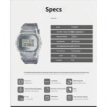 Casio DW-5600SK-1 Transparent Ice Gray Square Watch, 200M Water Resistant Shockproof Multi-Function Digital Wristwatch - one-size - View 6