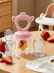 Personalized Customization 4pcs/1set Child Bear Pattern Squeeze Food Feeder, Silicone Fruit & Vegetable Rotary Pressure Feeding Utensil, Juice Feeder With S/M/L Replacement Mesh Bags - Multicolor - View 12