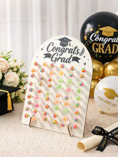 1pc Congrats Grad Wooden Lollipop Display Stand, Graduation Season Party Decor, Lolli Bar Display Holder, Congrats Grad Decorations, Party Display Rack, Graduation Gift, Graduation Prom Party Decor, Class Of 2026 Congrats Grad Decor, Table Centerpiece Decor, Graduation Party Supplies 2026