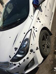 1pc Faux Bullet Hole Decal, Gray & Black Car Scratch Sticker - Sticker - View 2