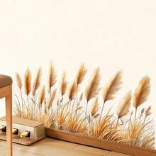 Watercolor Green Grass And Reed Baseboard Wall Stickers, Removable Self-Adhesive Waterproof PVC Decals, Suitable For Living Rooms, Bedrooms, And Farmhouse-Style Home Decor. - Wall Stickers - View 3