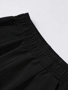 1 pieza Shorts tipo bermuda casuales deportivos cómodos de ajuste holgado para niñas, primavera verano otoño - Negro - Ver 10