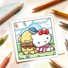SANRIO 可爱三丽鸥朋友：专为成人和青少年设计的涂色书，包含24页可爱舒缓的图案。书中满载各种可爱三丽鸥角色的线条画，提供放松的涂色体验，帮助缓解压力。 - 填色本 - 查看 8