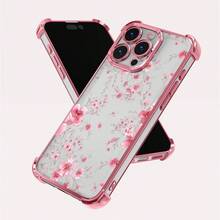 1pc New Minimalist Pink Peach Blossom Electroplated Airbag Anti-Drop/Thickened Transparent TPU Protective Case Compatible With Apple 17 Pro Max/16 Pro/16/13 Pro Max/12 Pro Max 11, 15 Pro Max, 14 Pro Max/Galaxy, SAM/Compatible With Honor/Note 13 Pro/S23 Ultra/S24 Ultra/S25/A56 - Pink - View 4
