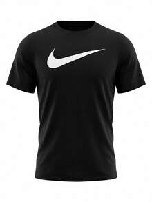 Nike Men Dri-Fit Swoosh Logo T-Shirts - Black - Black - View 1