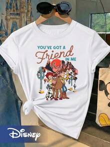 Disney Toy Story Character Woody Buzz Lightyear T-Shirt With Print - "YOU'VE GOT A FRIEND IN ME" Classic Friendship Theme Top, Comfortable Daily Wear For Parents, Friends, And Couples - trắng - Xem 6
