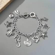 Vintage Ocean Style Multi-Pendant Necklace, Niche Design, Versatile For Vacation - Silver - View 2