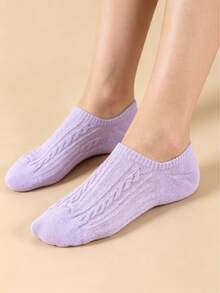 5 paires de chaussettes courtes invisibles tissées pour femmes, chaussettes doublures basses, couleurs assorties, chaussettes courtes décontractées convenant aux baskets, ballerines et à l'usage quotidien - Multicolore - Voir 9