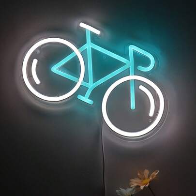 1 Biển hiệu neon hình xe đạp phát sáng – Tấm acrylic có dải đèn LED, trang trí tường nhiều màu sắc – Kích thước 11,18" x 6,73" – Hoàn hảo để trang trí nhà cửa, quán bar, phòng ngủ, quán cà phê, gara, văn phòng – Món quà tuyệt vời cho những người đam mê xe đạp