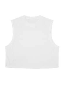 Camiseta de tirantes deportiva de malla para hombre, diseño minimalista con gráfico 97, corte cropped, adecuado para uso casual y streetwear en verano - Blanco - Ver 3