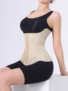 1pc Women's Compression Sports Bra Waist Trainer, Tummy Control Shapewear With Back Support Belt - Apricot - View 11