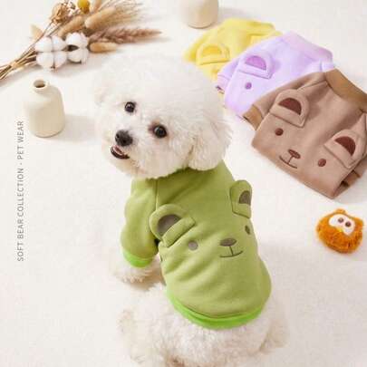 PETSIN Autumn/Winter Plush Velvet Pet Vest & Hoodie – Soft Warm Sweater With Traction Buckle For Dogs, Cats & Small Animals, Indoor/Outdoor Wear