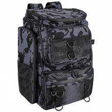 1Pc 42L/11Gal Fishing Backpack Large Capacity Fishing Tackle Storage Bag With Rod Holders 16-Pocket Water-Resistant With Divider Adjustable Padded Straps For Fishing Gear Outdoor Camping Hiking Spring Summer - Camouflage - View 11