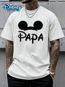 (Disney Licensed)Disney Mickey Mouse Papa Mickey Ears Front Print Men's Oversized Crew Neck Short Sleeve Graphic T-Shirt, Funny Father's Day Casual Streetwear Tee For Men Summer Daily Wear, Disney Officially Authorized Men's Short-Sleeved T-Shirts, Mens Clothes, Men, Ropa De Hombre, Summer Clothes, Men Shirts, Graphic Tees, Disney Outfits Men, Graphic Tees, Camisetas Para Hombre, Camisas Para Hombre, Summer Outfits For Men, Father's Day Gift, Perfect Gift For Family And Friends, Which Are Necessary For Birthday Parties, Disney Shirts, Mens Clothes, Summer Clothes, Officially Licensed Disney T-Shirts, Disney Men's And Women's Spring/Summer Fashion Casual Short-Sleeve T-Shirts - 白色 - 查看 1
