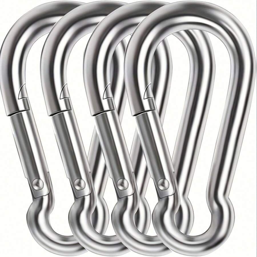 4pcs M8 Heavy Duty Outdoor Hanging Hooks With Spring Snap Clips, Suitable For Camping, Hammocks, Fishing, Camping Accessories Quick Link - 4pcs - View 1