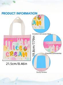 4pcs/Set Non-Woven Ice Cream Themed Reusable Bags, Sweet And Energetic, Suitable For Birthday And Summer Parties, And Practical, Fashionable For Outdoor Storage - View 4