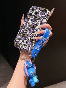 Disney Has Authorized, Phone Case - Chain Set, The Stitch Lilo & Stitch Phone Case Plus A Silicone 3D Or Fluffy Style Stitch Bracelet With Metallic Ring Removable Bracelet, Stitch And Angel Pattern, Compatible With Iphone 17/16/15/14/13/12/11/XS/XR/X Plus Pro Max, Wavy Design Phone Case For Girl, A Stylish Cartoon Summer Phone Case, The Perfect Gift Choice, Phone Protection, Durable Phone Cover, Great Gift For Friends And Family - Kiểu trắng B - Xem 3