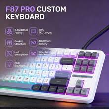 AULA F87 Pro Wireless Mechanical Gaming Keyboard, Gasket Structure, Tri-Mode Connect, 8000mAh Battery, Mahjong Sound, Full-Key Hot-Swap, PBT Keycaps, 87-Key Compact, RGB Backlit, N-Key Rollover, Suitable For Esports And Office Use. - View 4