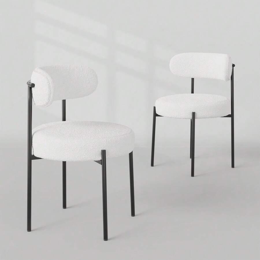 Silla de comedor moderna y cómoda - Asiento elegante y ergonómico para cocina o restaurante - Estructura de metal resistente - Asiento tapizado - Ideal para uso doméstico o comercial. - Blanco - Ver 1