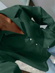 Women's Green Long Sleeve Button-Up Casual Elegant Vintage Fashion Shirt Spring Summer Holiday Valentine's Day - Green - View 4