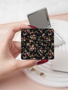 1pc Countryside British Style Floral Compact Makeup Mirror, Foldable, Lightweight, Portable, PU Leather, Suitable For Various Occasions, Travel, Gatherings, Work, School, Suitable For All Ages - MultiWarna - View 11