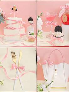 16.4 Inch/Pink Bow Cake Topper; Bow Cake Decoration; Suitable For Fruit Cake Decoration, Graduation, Mother's Day, Wedding Cakes And Other Fruit-Themed Decorations - Multicolor - View 9