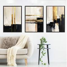 1/3pcs Modern Black Gold Beige Textured Wall Art Picture Minimalist Neutral Prints Canvas Paintings Abstract Posters Foil Accents For Living Room Bedroom Office Decor Gift For Her Unframed - Pattern - View 2