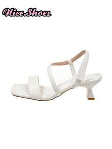Sandal Hak Tinggi Tipis Model Terbaru Musim Panas dengan Tali Depan dan Belakang, Gaya Minimalis Elegan untuk Sehari-hari, Kerja, dan Perjalanan, Tersedia dalam Warna Hitam, Perak, dan Putih - Krem - View 8