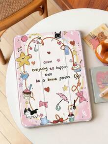 1 件卡通奶牛、星星和字母彩绘平板电脑保护套，兼容 iPad Mini 4/5/6/7、Air、9.7/10.2/10.5、Air 4/5、Pro 11（第十代）、Air（第八代）、Galaxy Tab A8 10.5 英寸（2022 款），带笔槽、三折支架、TPU 软边、磁吸式睡眠/唤醒功能，简约/创意/趣味/个性化设计 - 彩色 - 查看 2