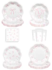 Disposable Kitchenware - Pink and White - View 1