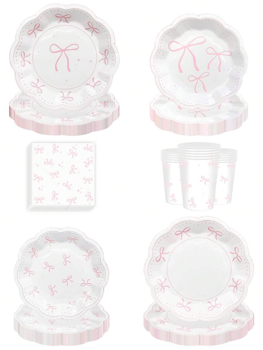 Disposable Kitchenware - Pink and White - View 1