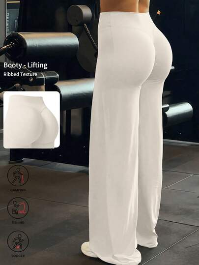 This Solid Color Yoga Wide-Leg Pants Are Comfortable And Slimming, Suitable For Running, Fitness, And Various Yoga Activities. Spring