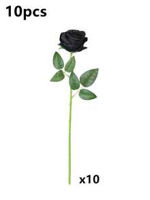 50pcs Black Artificial Roses, Realistic Rose Bouquet, Long Stem Design, Suitable For Home Decor, Party, Halloween Black Style, Halloween Decoration, Room Decor, Home Decor, Bedroom Supplies, Desktop Decor, Best Friend Gift, House Decoration, Bedroom Accessories, Valentine's Day, Garden Supplies, Wedding Accessories, Garden Decor, Garden Ornaments, Wall Decor, Outdoor Garden Ornaments, Women Gift - Black - View 9