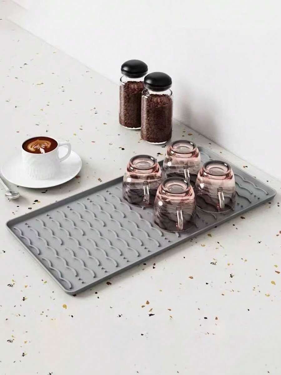 Tấm cách nhiệt, tấm lót thoát nước, tấm bảo vệ mặt bàn bếp bằng silicon, đế lót nồi chống trượt, tấm chịu nhiệt, tấm lót bàn ăn - Màu Xám nhạt - Xem 1
