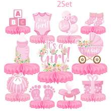 Baby Shower Decoration Set - Set Includes Pink/Blue Honeycomb Center Decor, Baby Display And Theme Table Decoration, Suitable For Baby Girl/Boy Shower Decoration - Multicolor - View 10