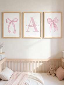 3er Set personalisierte blaue Schleife Wandkunst Poster, individuelle Name blaue Kinderzimmer Dekor Malerei, blaue Schleife Kinderzimmer Dekoration, moderne minimalistische Drucke, geeignet für Apartment Schlafzimmer Wohnzimmer Dekoration, Mädchen Geburtstags Geschenk, Ideal für Sie/Tochter, ohne Rahmen - Verschiedenfarbig - Übersicht 17