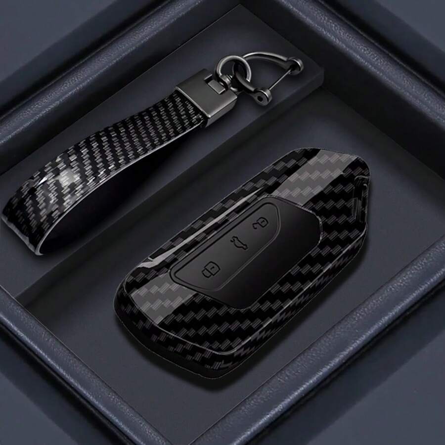 ABS Carbon Car Key Case Cover Shell Fob For VW Golf 8 MK8 ID-4 ID-6 For Octavia A8 For Seat Leon FR MK4 - A - View 1