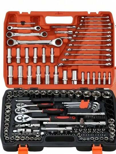 Automotive Repair Tool Set, Socket Wrench Ratchet Spanner, Multi-Function Toolbox Combination For Car Maintenance And Repair
