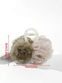 1pc 10cm Solid Color Large Double-Sided Mesh Rose Flower Hair Clip, Sweet & Elegant For School, Party, Wedding, Vacation - Multicolor - View 4