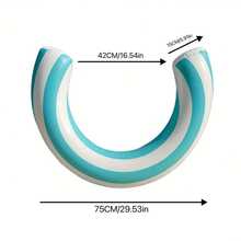 1pc Multi-Purpose U-Shaped Inflatable Pool Float, Portable Blue & White Striped Floating Lounger, Adult Durable PVC Curved Swimming Ring, Leak-Proof Design, Comfortable Support, More Enjoyable For Summer Water Fun, Suitable For Beach, Pool, Lake And Backyard Party, Easy To Inflate And Carry, Pool Inflatable, Beach Essentials, Pool Float - Multicolor - View 7