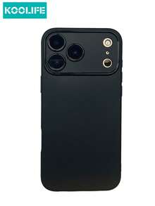 1 pieza Funda de teléfono de TPU suave de color negro mate sólido Koolife, con gran recorte para cámara, diseño antiamarillento y a prueba de golpes, clásico y de moda para hombres y mujeres, compatible con iPhone 17/17 Pro/17 Pro Max - Negro - Ver 3