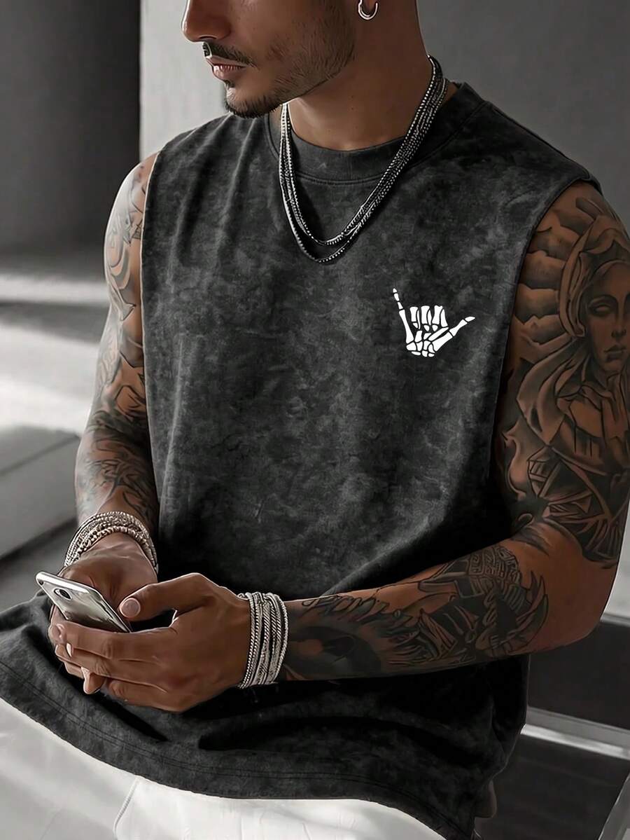 Simple Studio | Men's Vintage Rugged Style Washed Short Sleeve Tank Top | Suitable For Summer Wear | Comfortable & Breathable | Leading Fashion