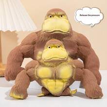 Juguete antiestrés Squishy - Gorila grande, pez verde de lenta subida, juguete de apretón de cabeza de cerdo, juguete de goma suave y elástico creativo, juguete antiestrés con forma realista de gorila, regalo para amigos y compañeros de trabajo, regalo de cumpleaños - Multicolor - Ver 2