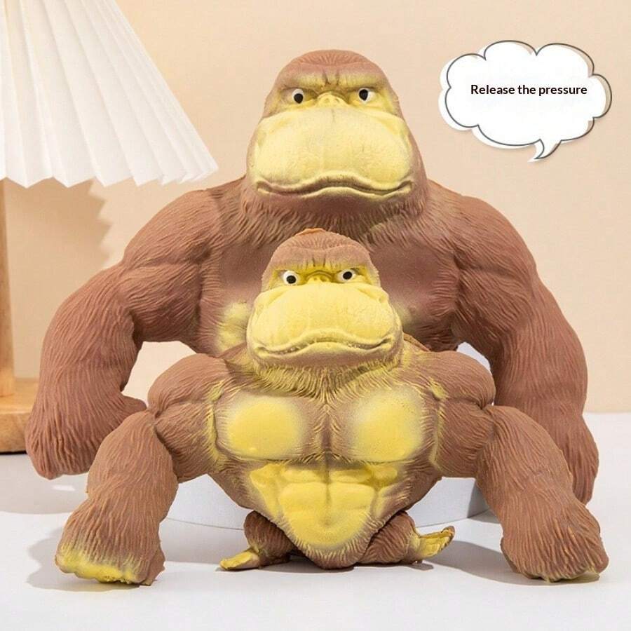 Juguete antiestrés Squishy - Gorila grande, pez verde de lenta subida, juguete de apretón de cabeza de cerdo, juguete de goma suave y elástico creativo, juguete antiestrés con forma realista de gorila, regalo para amigos y compañeros de trabajo, regalo de cumpleaños