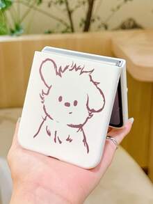 1pc Fashionable And Simple Skin Feel PC Material Cute And Simple Lines Puppy Element Folding Phone Case, Can Protect And Prevent Falling For: SamsungGalaxy Zflip 3/Zflip 4/Zflip 5/Zflip 6/Zflip 7/ Razr 50 Ultra/ Razr 60 Ultra/ Razr 60/ Razr 50/Galaxy Z Flip7 FE - White - View 1