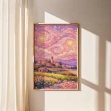 1 Stück Rosa Sternenhimmel Kunstwerk, Pastell Sonnenuntergang Ölgemälde Leinwanddruck | Moderne impressionistische Kunst Dekoration geeignet für Mädchenzimmer, Wohnheim, Wohnzimmer oder Büro, impressionistisches Landschaftsposter, Geschenk für Kunstliebhaber, gerahmt oder ungerahmt - Muster 2 - Übersicht 6