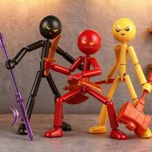 Cool Action Stickman Figurine, Multi-Joint Movable Humanoid Model, DIY Assembly Model, Suitable For Teenagers Office Desk Decoration, Gift, Party - Multicolor - View 3