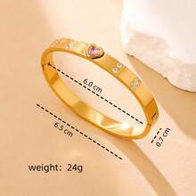 1pc Fashionable Versatile Stainless Steel Colorful Crystal Heart Bracelet, Minimalist Geometric Design Women Bangle, Suitable For Daily Wear And Various Occasions - CL-1566 - View 8