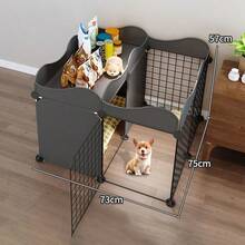 小型犬家庭室内单室单卫宠物围栏狗舍带厕所区防逃脱狗笼 - 彩色 - 查看 3